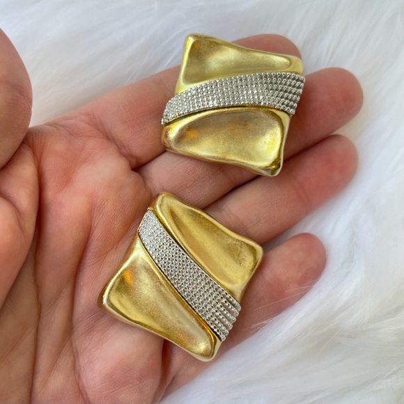 Vintage Erwin Pearl Earrings Big Gold Runway 80’s - Picture 6 of 8